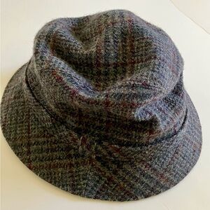 Vintage L.L. Bean Gray and Red Plaid Tweed Fedora XL